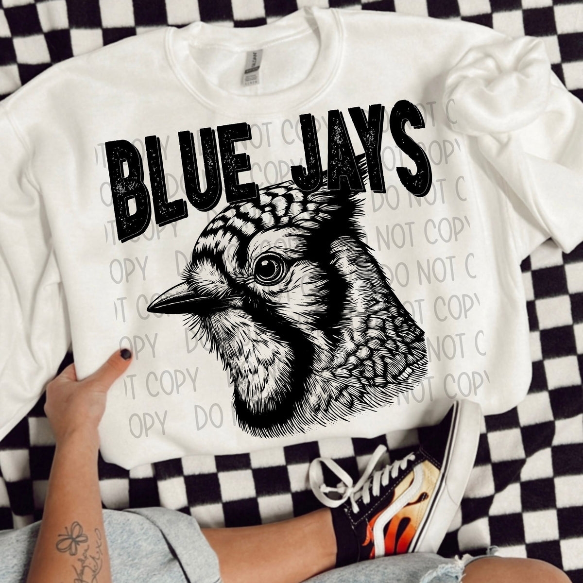 Blue Jays seperated black/white outline DTF transfer