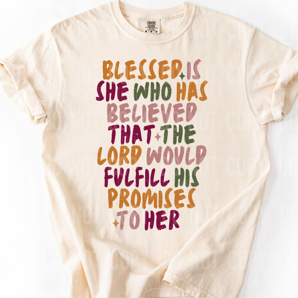 Blessed is She all uppercase SBB DTF transfer