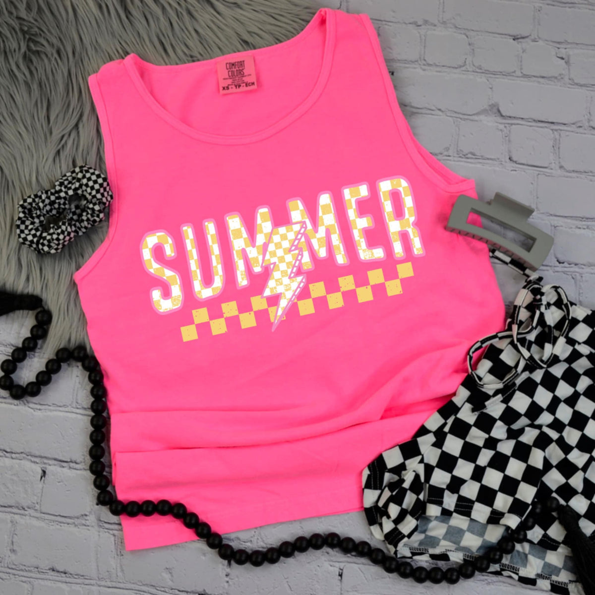 Summer yellow checkered (CSC) 99361 DTF transfer