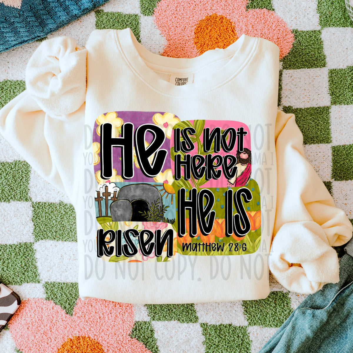 He is risen blocks (SWD) DTF Transfer