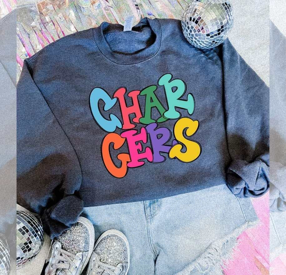 Chargers colorful bubble font (S&G) 64480 DTF transfer