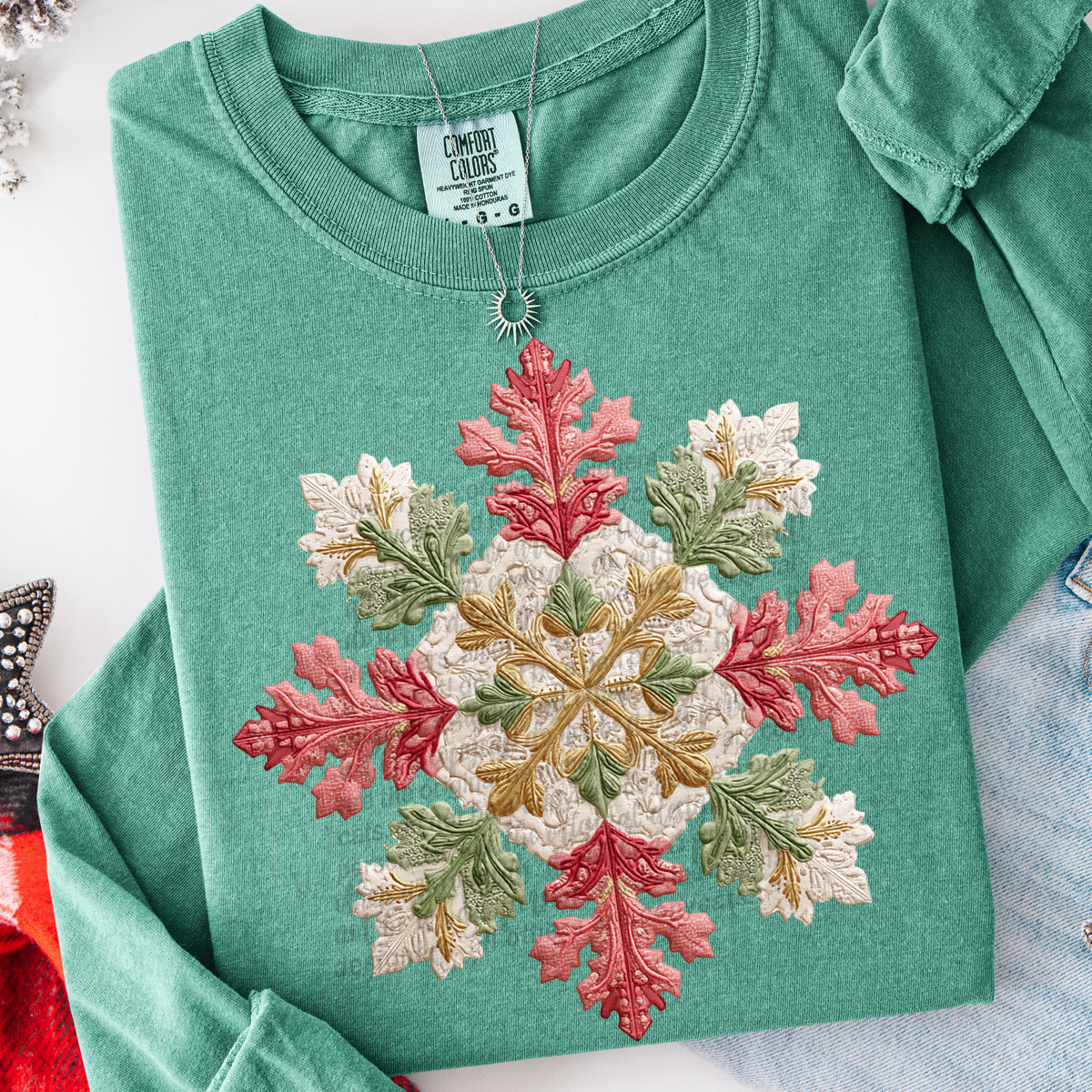 Faux Fabric Snowflake (TTD) DTF Transfer