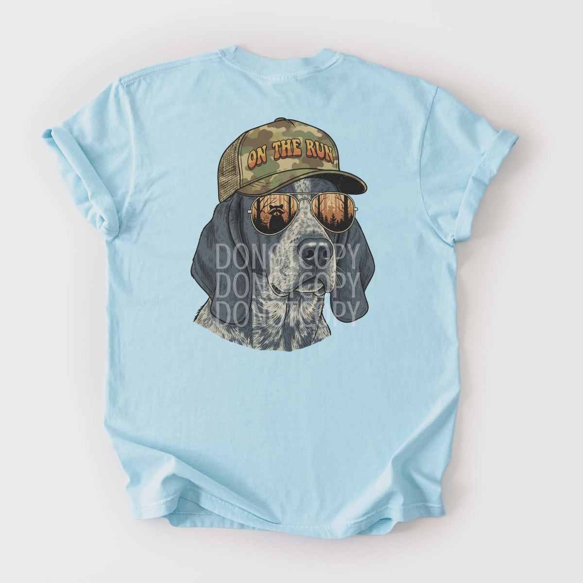 On the run dog with camo hat (CSG) DTF Transfer