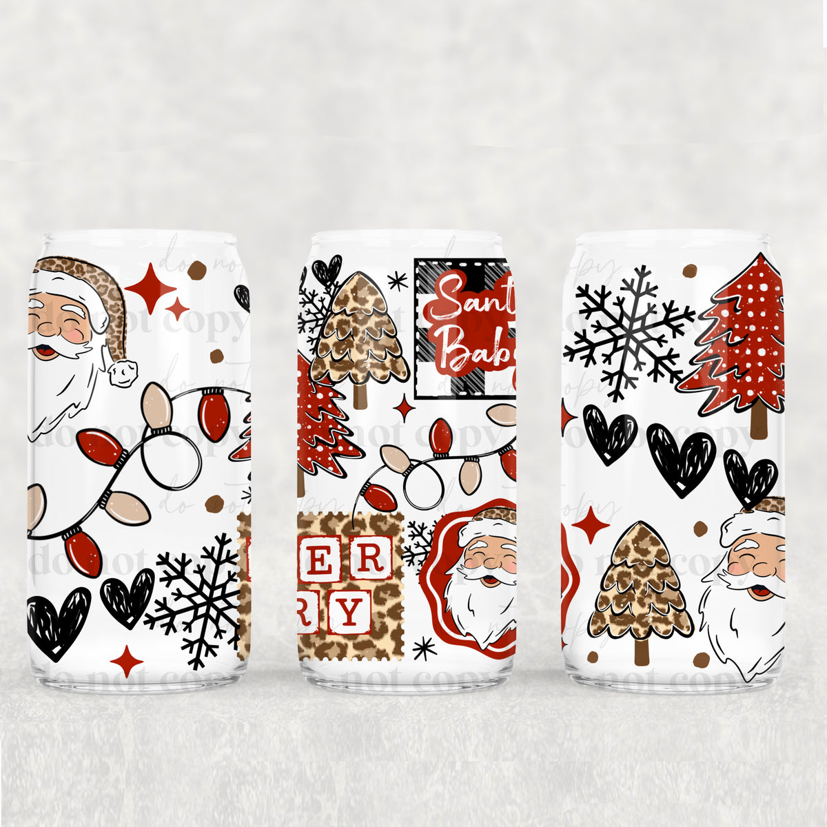 Leopard Santa baby lighter skin tone (CSC) UV DTF WRAP