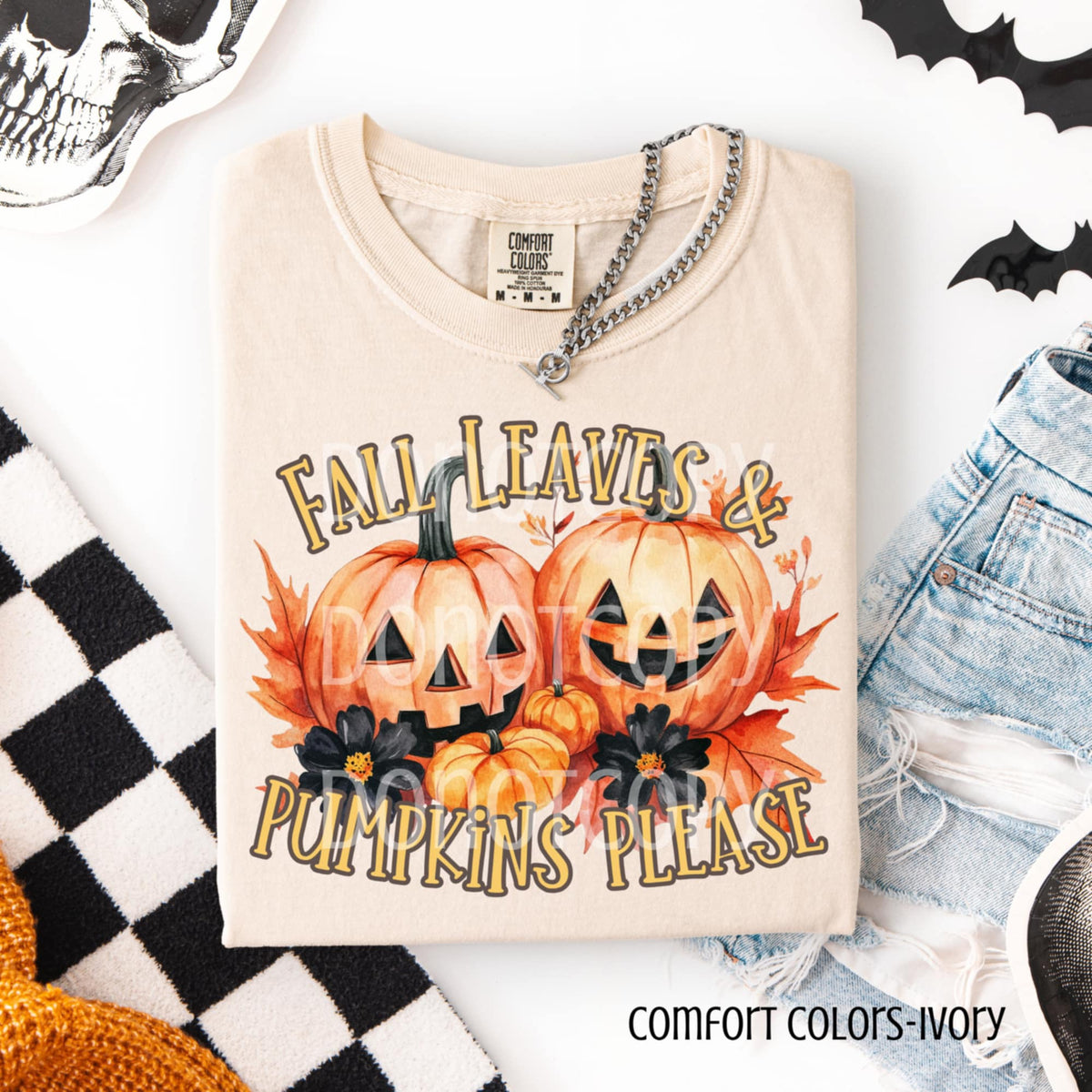 Fall Leaves Pumpkins Please CSG DTF transfer