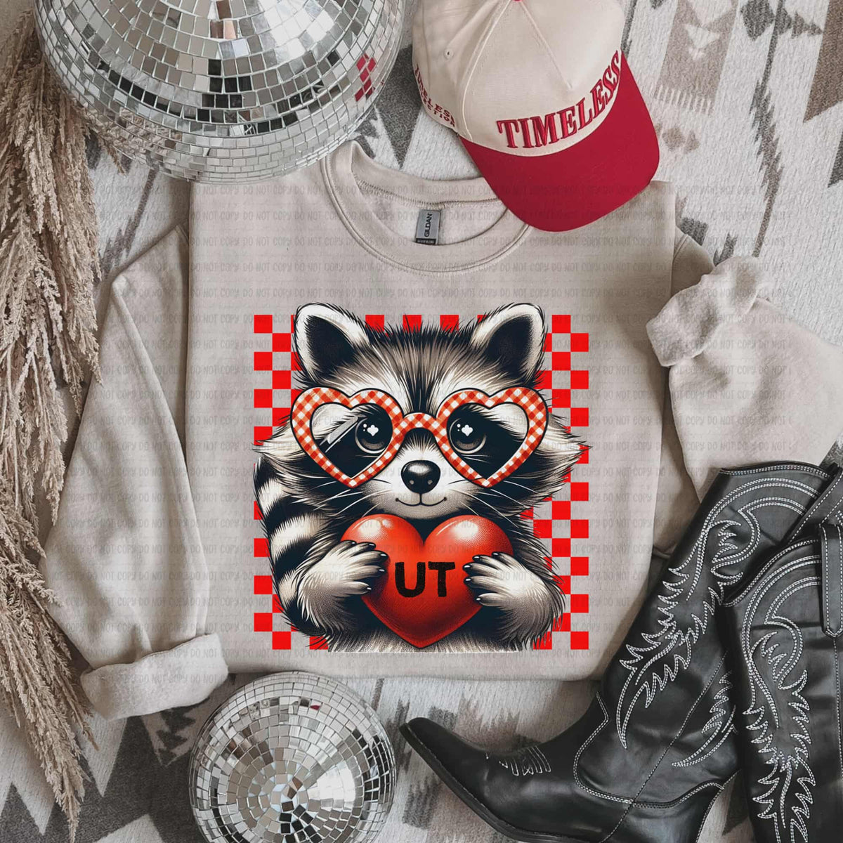 UT heart raccoon state (revel) DTF Transfer