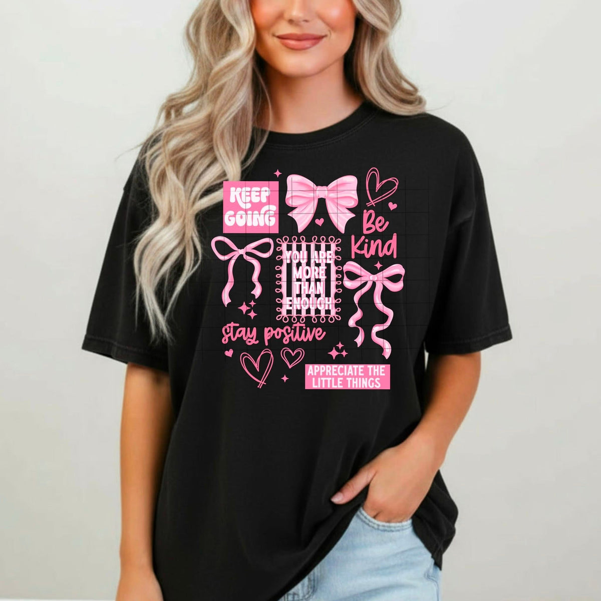 Keep Going Pink Bow Collage (CSC) DTF Transfer