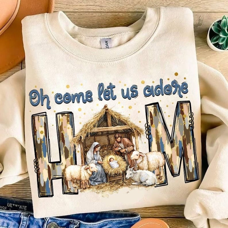 Oh come let us adore him nativity scene 64837 DTF transfer