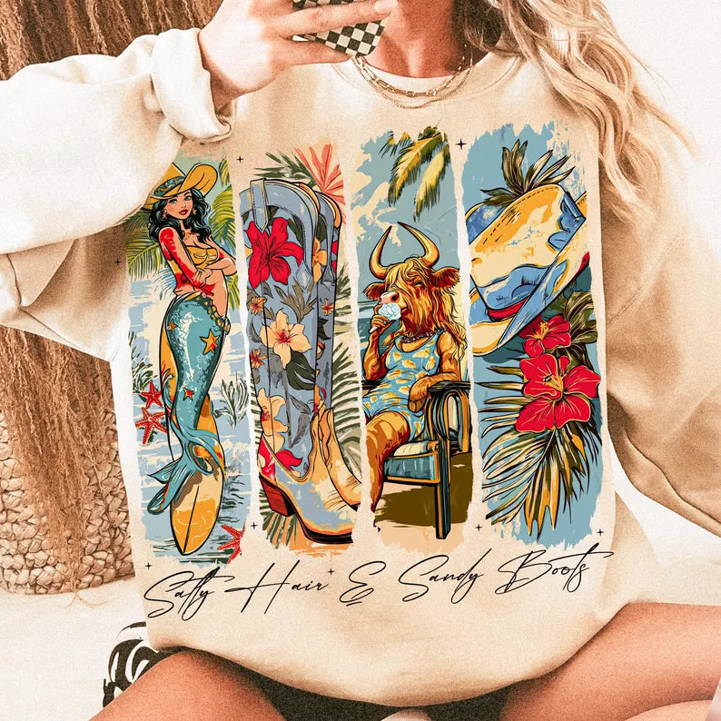 Salty hair & sandy boots 96673 DTF transfer