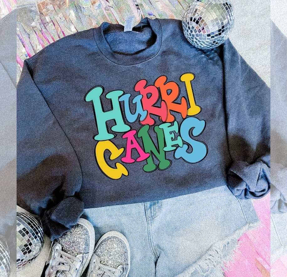 Hurricanes colorful bubble font (S&G) 64494 DTF transfer
