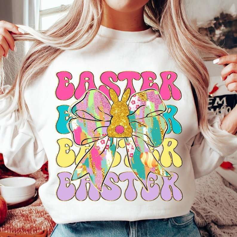 Easter stacked with bow 80204 DTF transfer