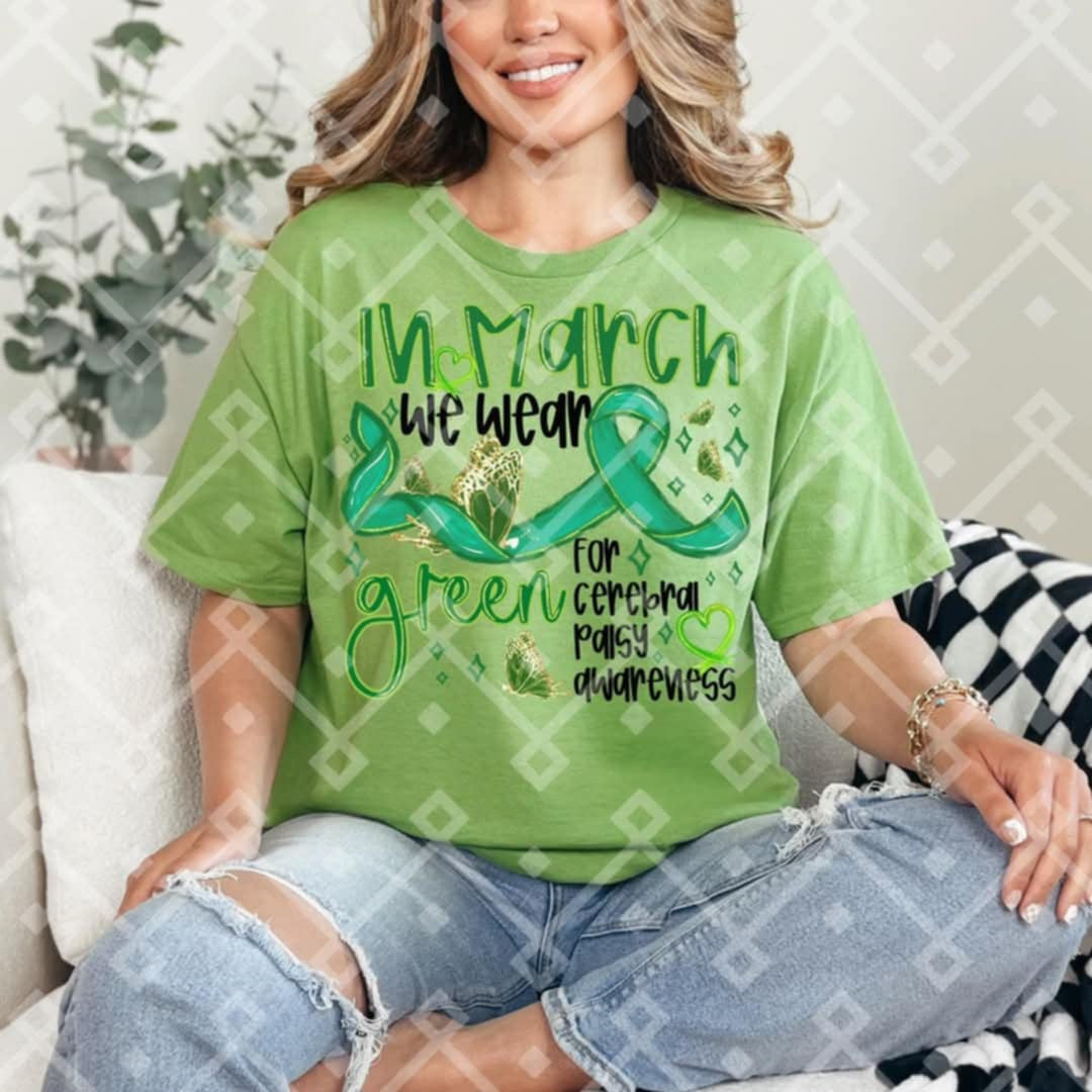 In March we wear green black font 92155 DTF transfer