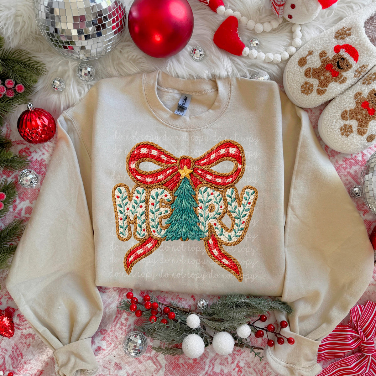 Merry Tree and Red Bow sunday special DTF transfer