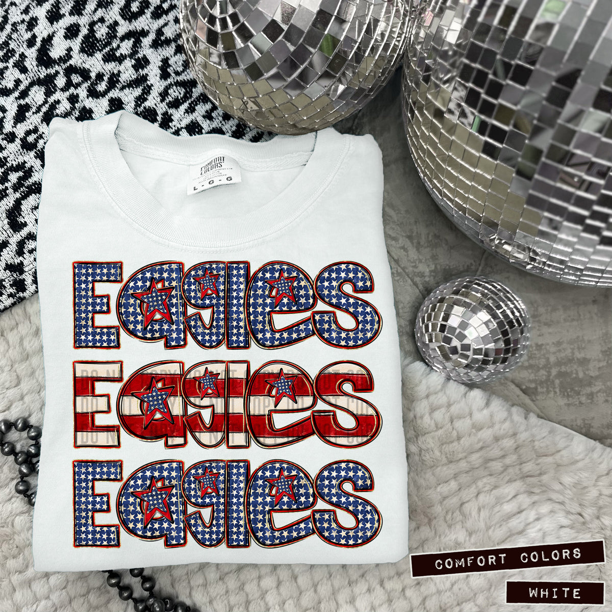 Eagles RWB stacked (Caplinger) DTF transfer