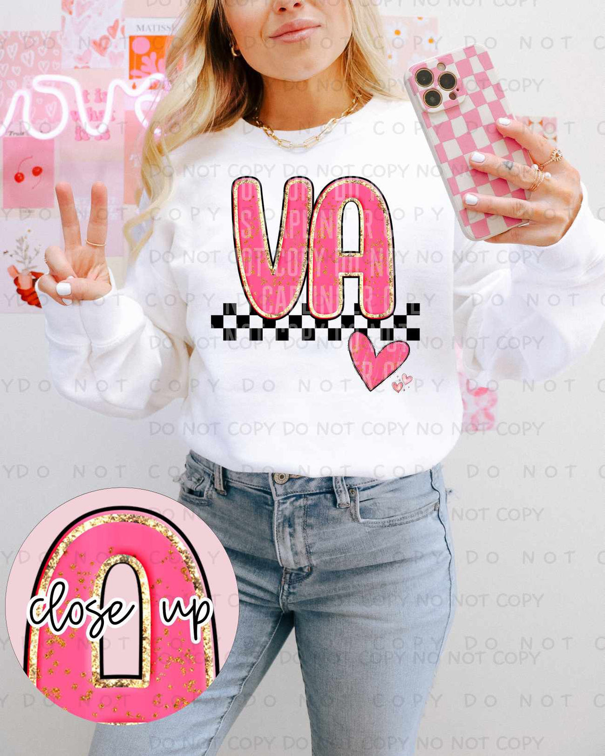 VA pink and gold (ECHT) 84817 DTF transfer
