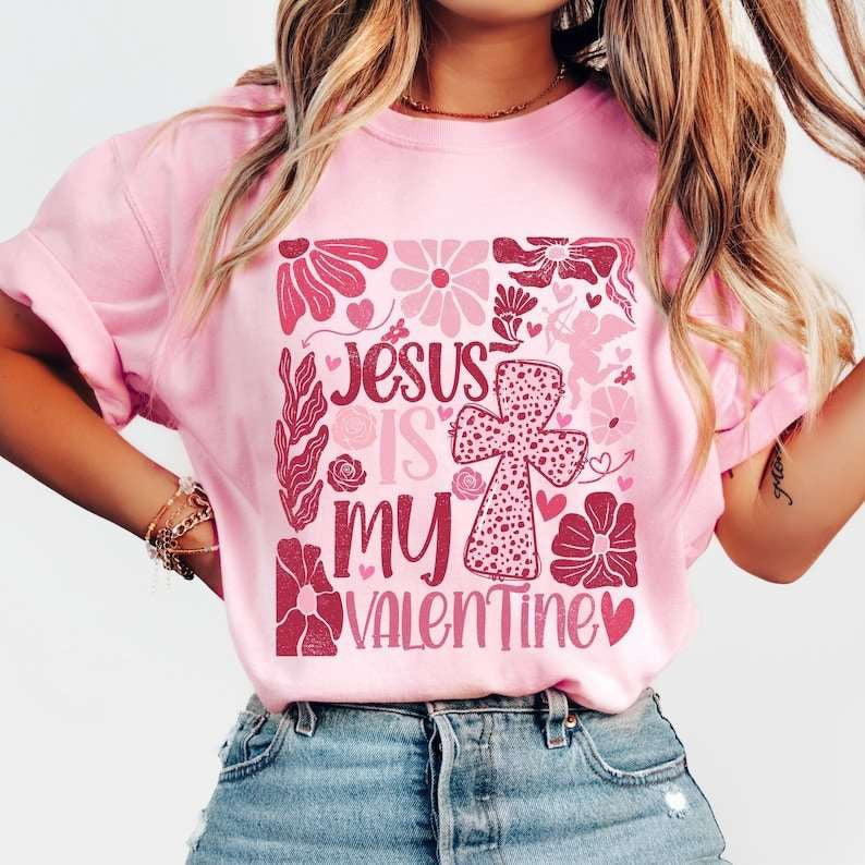 Jesus is my valentine rectangle 77714 DTF transfer