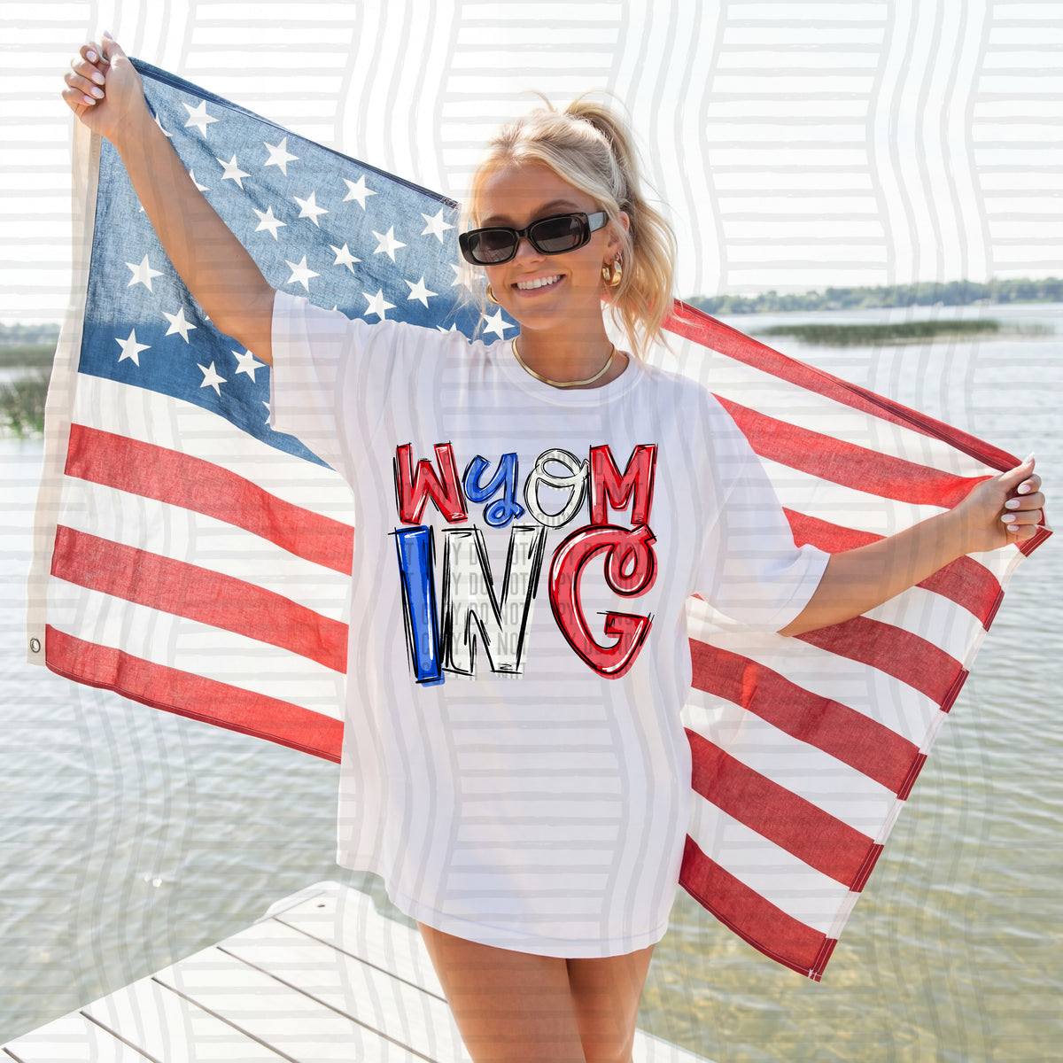 wyoming patriotic rwb states messy (caplinger) DTF Transfer