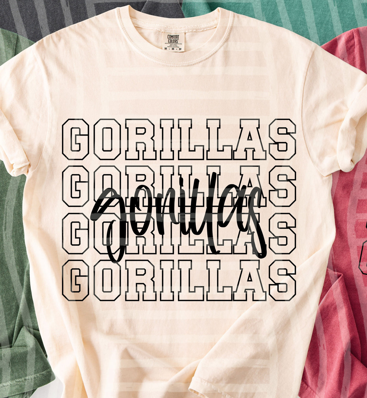 gorillas simple stacked outlines (Caplinger) DTF Transfer