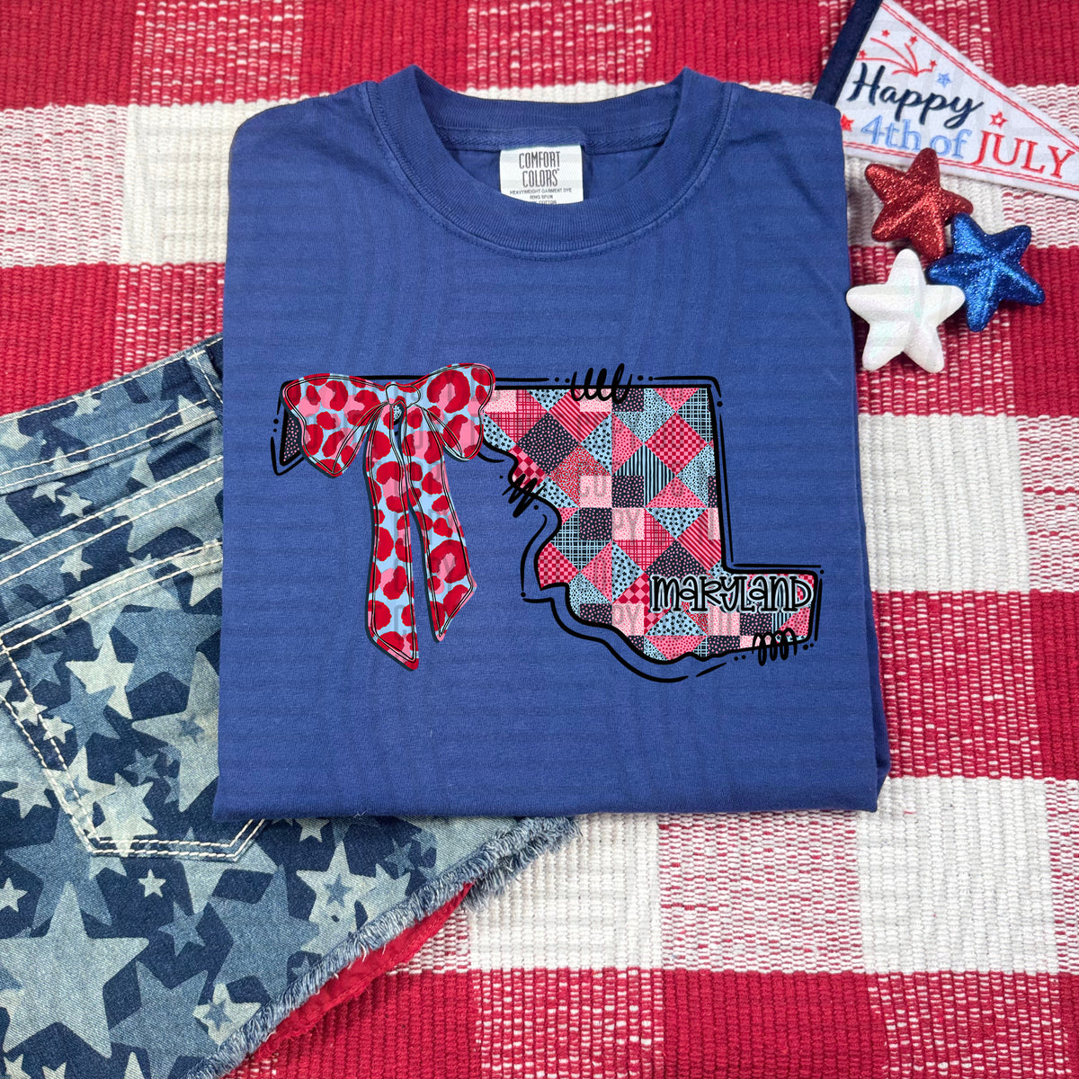 Maryland RWB faux patchwork (Caplinger) dtf transfer