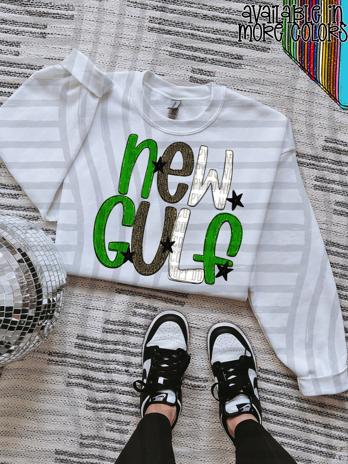 green, gray and white, new gulf stacked (Caplinger) DTF Transfer