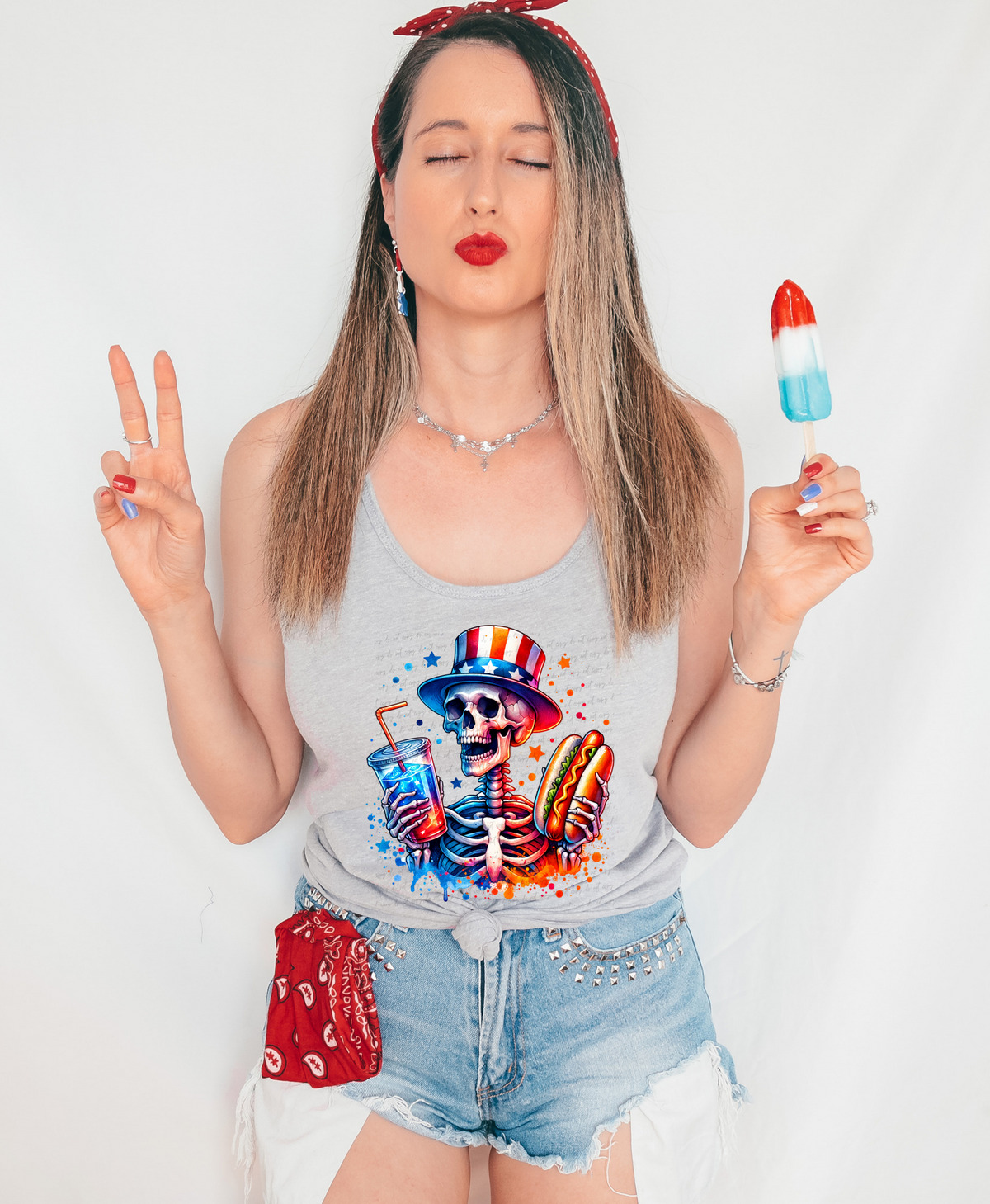 Patriotic skellie drink hotdog 28937 DTF Transfer