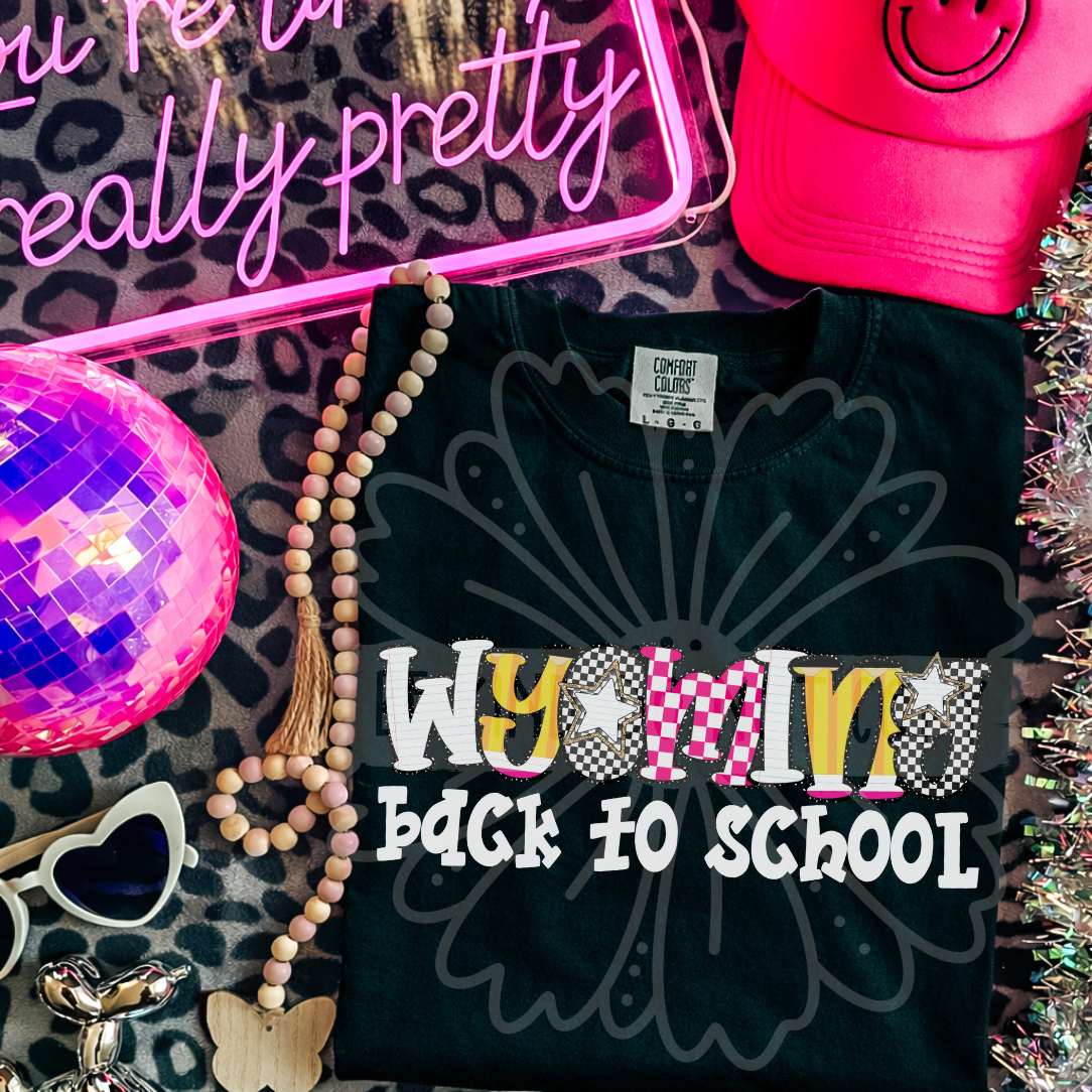 wyoming back to school patterned letters (vehement) DTF Transfer