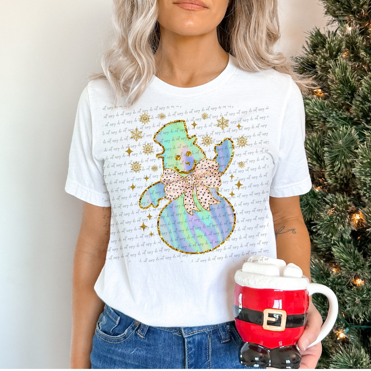 Snowman With Bow (Light Green) 68162 DTF Transfer