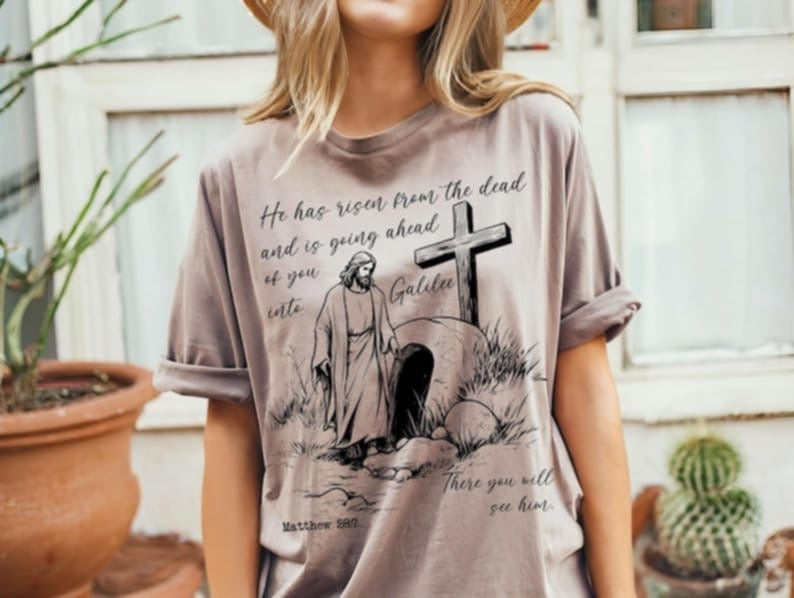 He has risen from the dead Jesus and tomb 87758 DTF transfer