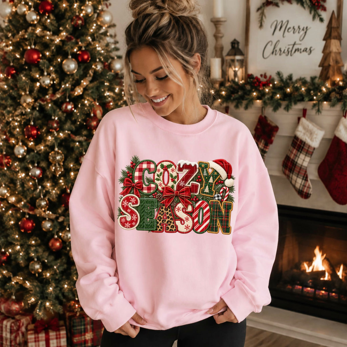 Cozy season Christmas fabric print (SDD) DTF Transfer