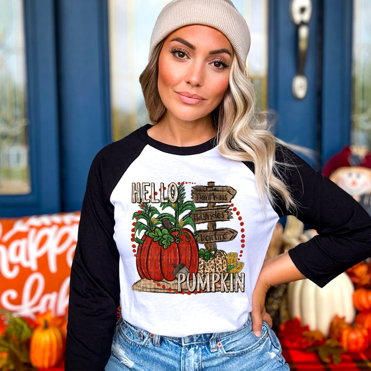 Hello pumpkin with sign 103549 DTF transfer