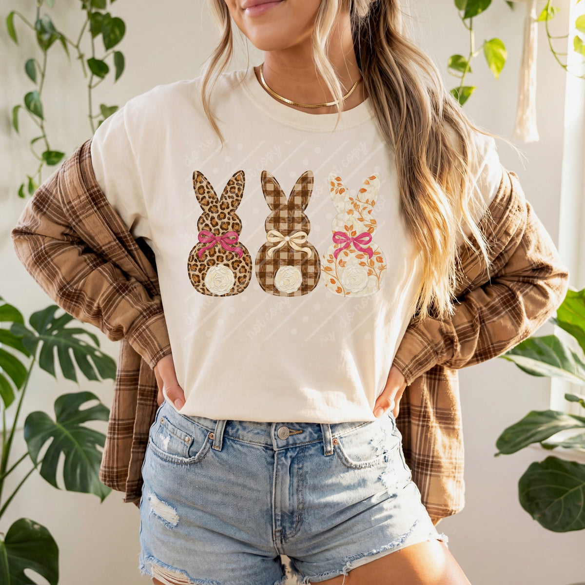 Bunny Backs (leopard plaid and floral) DTF TRANSFER