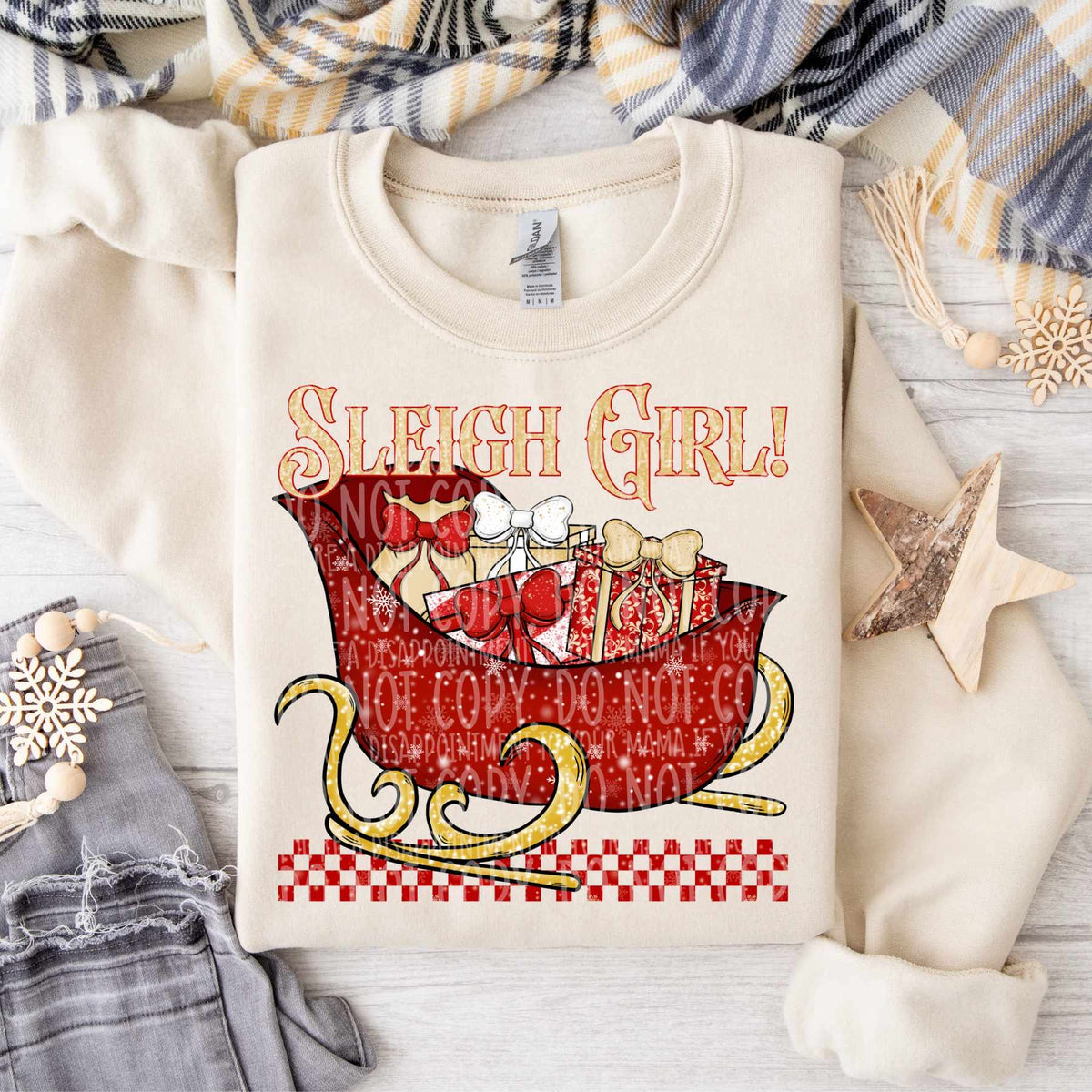 Sleigh girl red sleigh (LANE) 62742 DTF transfer