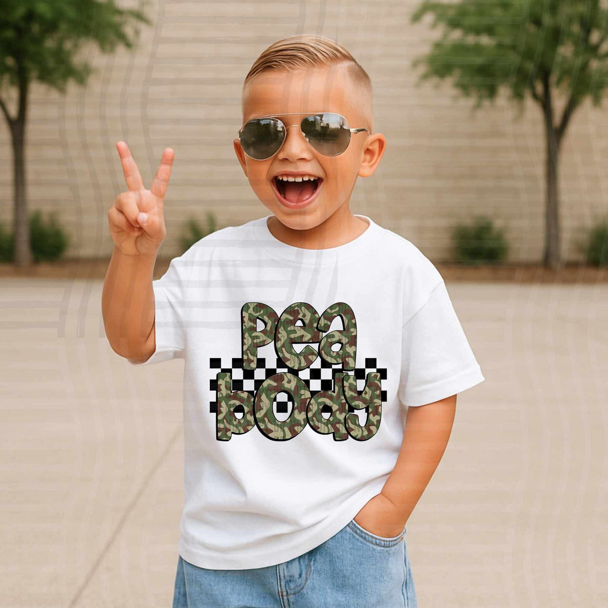 Peabody Camo checkered mascots (Caplinger) DTF transfer