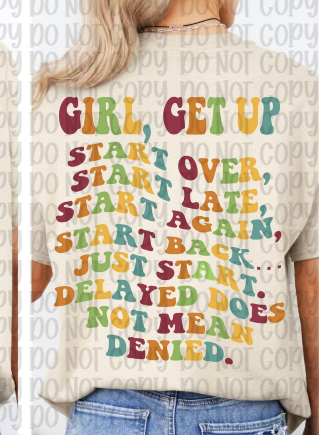 Girl Get up start over (VP) DTF transfer