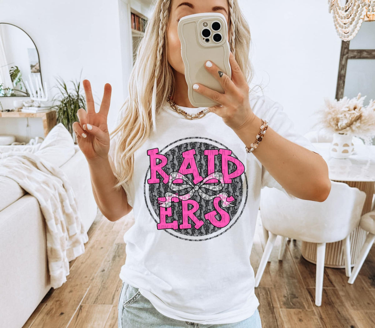 Raiders pink font circle (Caplinger) 87598 DTF transfer