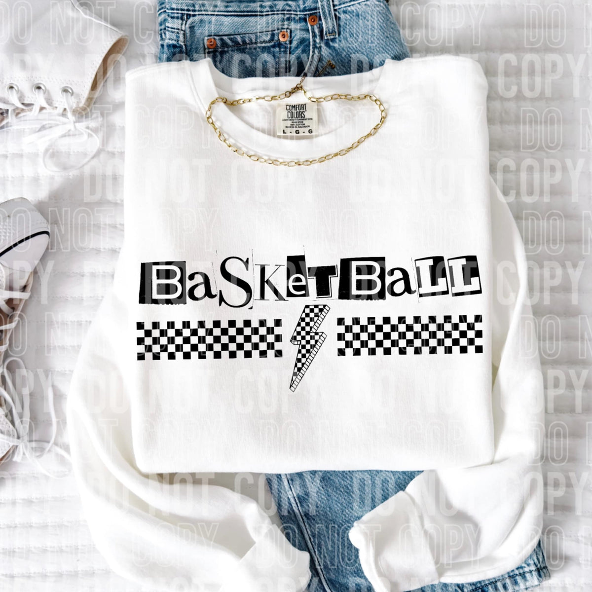 Basketball checkered lightning bolt 97009 DTF transfer
