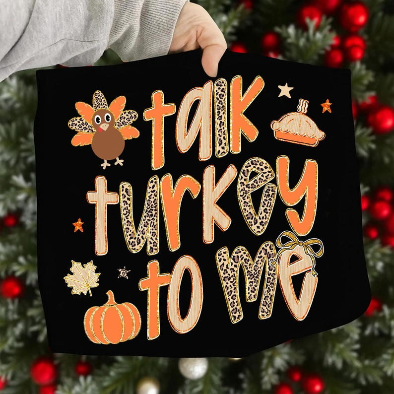 Talk turkey to me Cheetah and orange DTF transfer