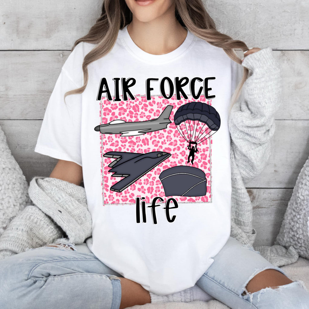 Air Force life pink leopard (CMD) 92172 DTF transfer
