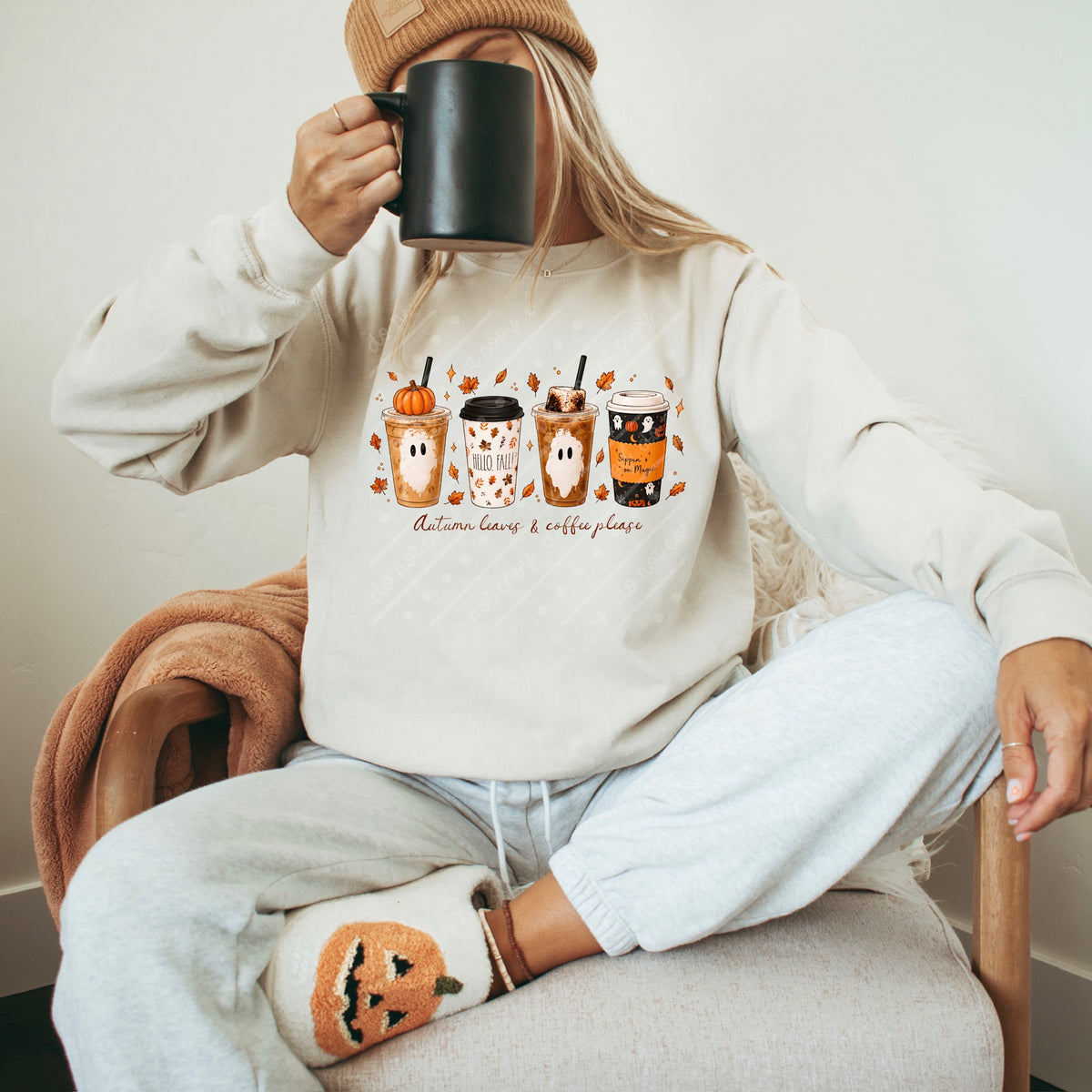 Coffee please ghost drinks brown DTF Transfer