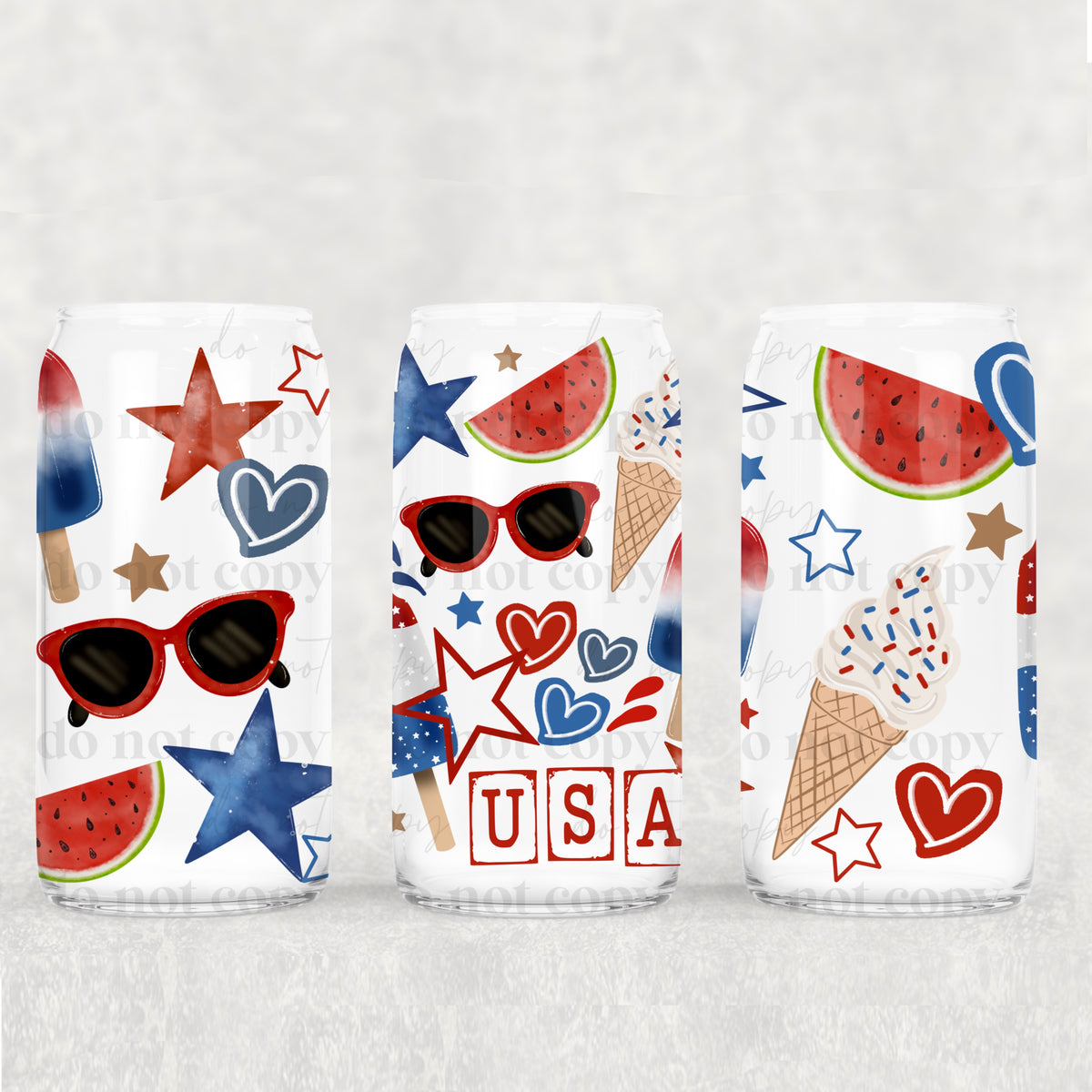 USA icecream and watermelon (CSC) UV DTF WRAP