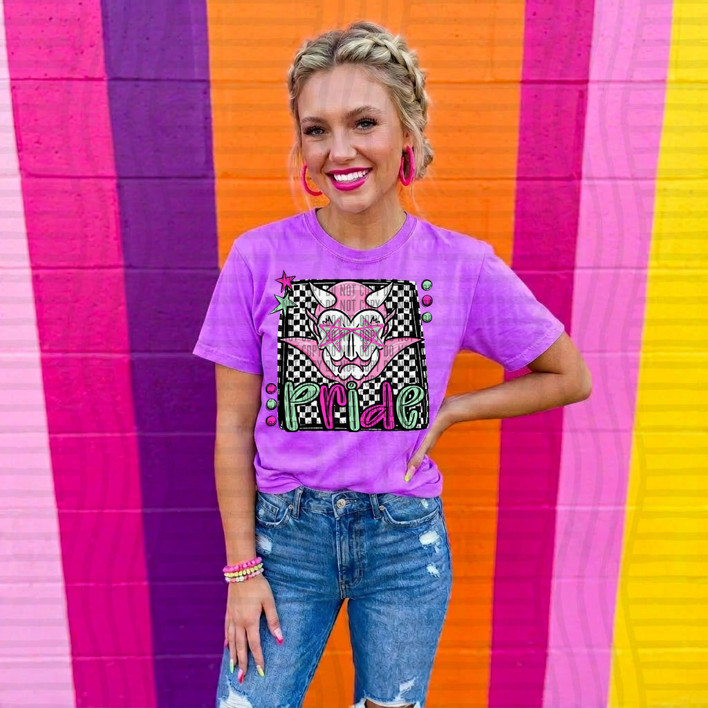 devil pride preppy checkered square colorful (Caplinger) DTF Transfer