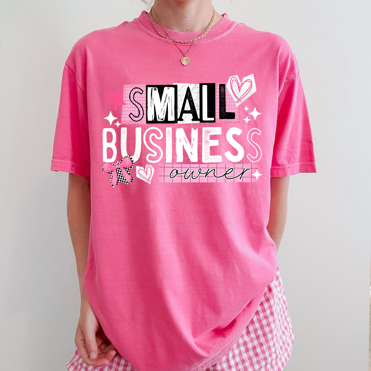 Small Business owner pink with white words (CSC) DTF Transfer
