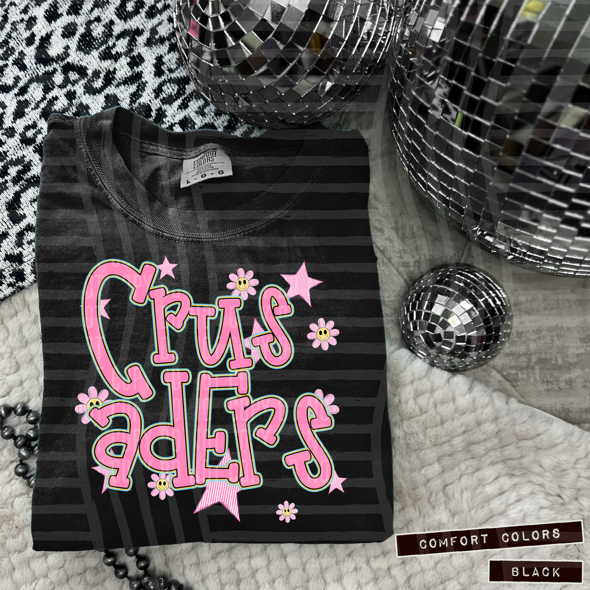Crusaders Pink Flowers And Stars 104937 DTF transfer
