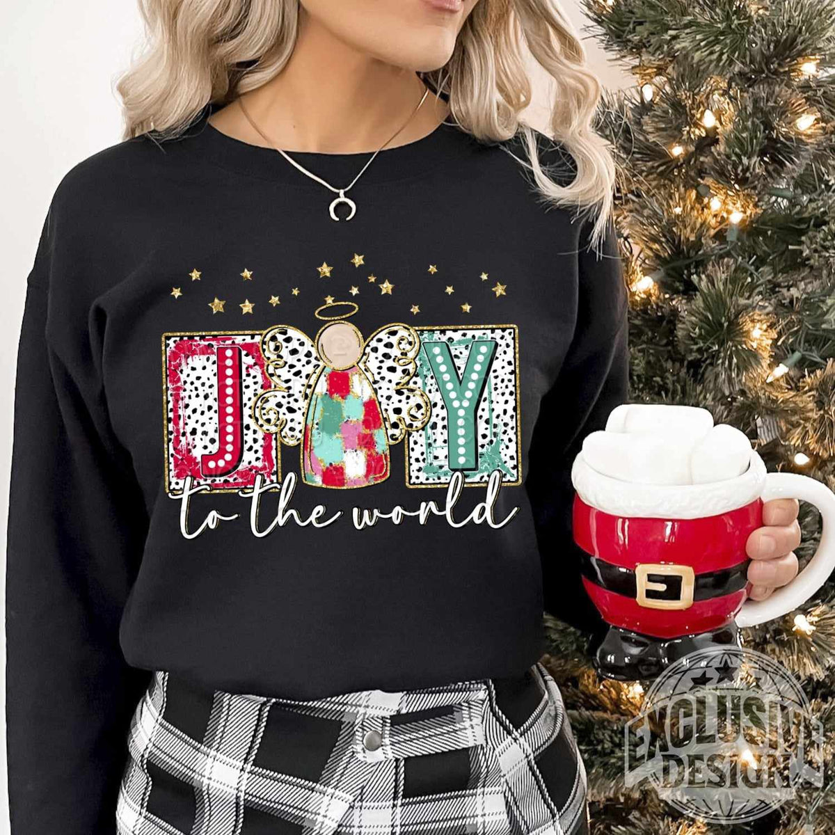 Joy to the world Dalmatian blocks 67779 DTF transfer