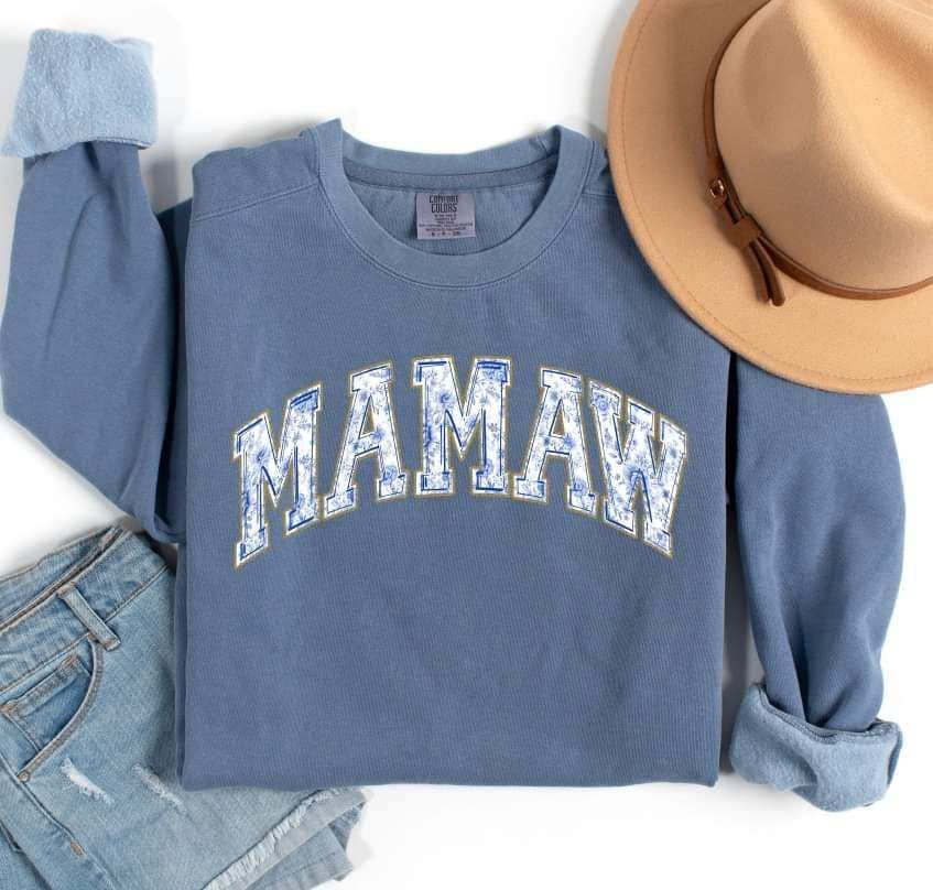 Mamaw blue floral filled (S&G) 64455 DTF transfer