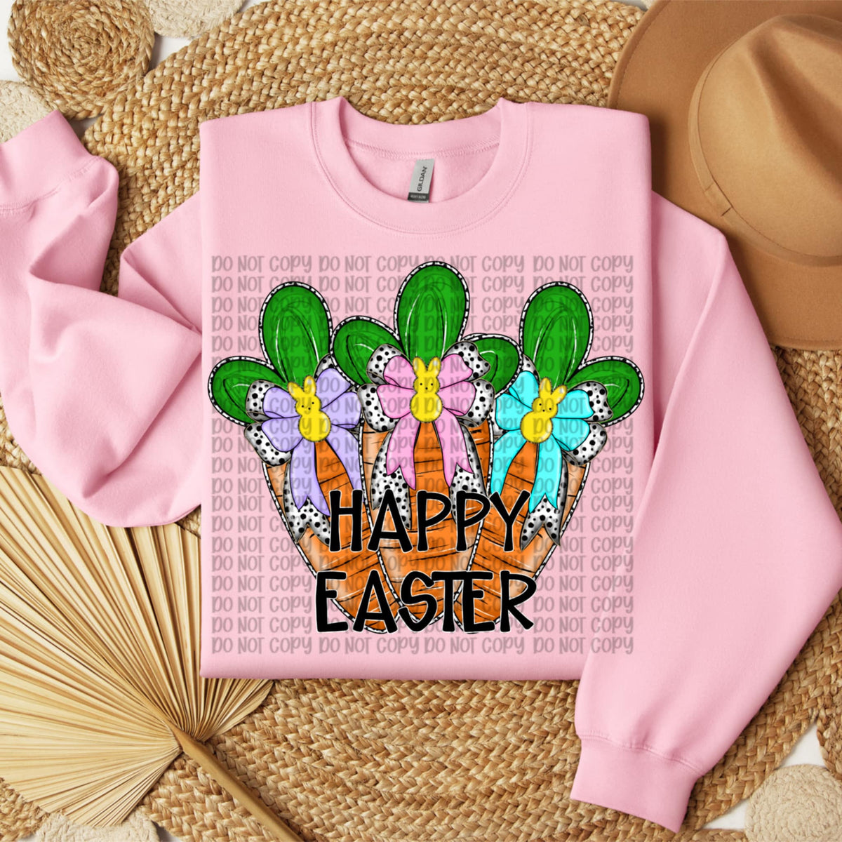 Happy Easter carrots with bows (VP) 91900 DTF transfer