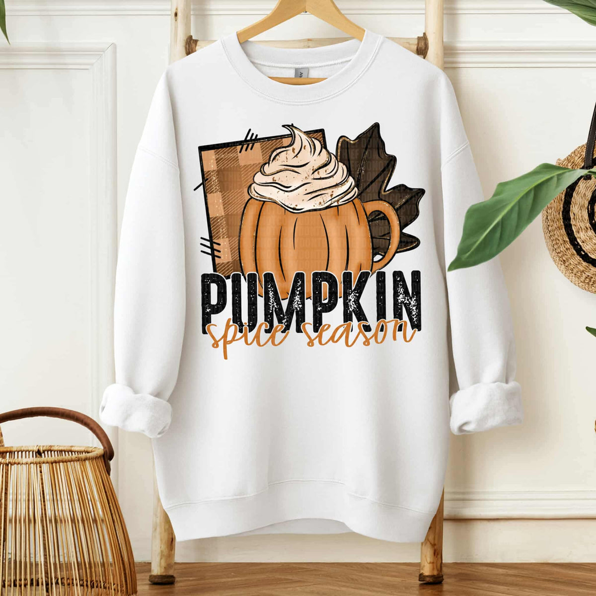 Pumpkin spice season patch pumpkin mug and leaf SDD DTF transfer