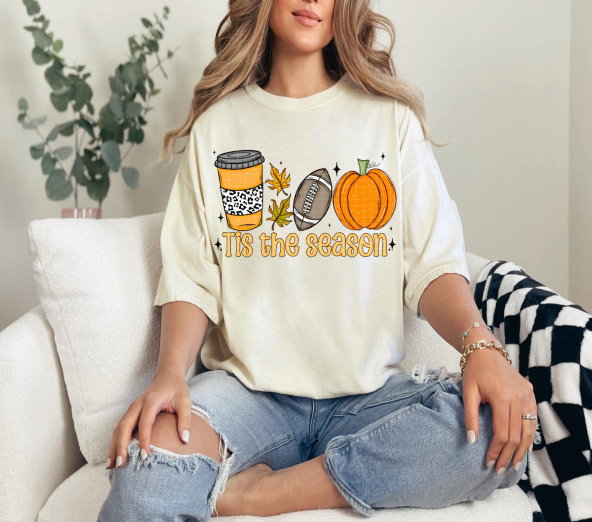 Tis the season latte football pumpkin 107960 DTF transfer