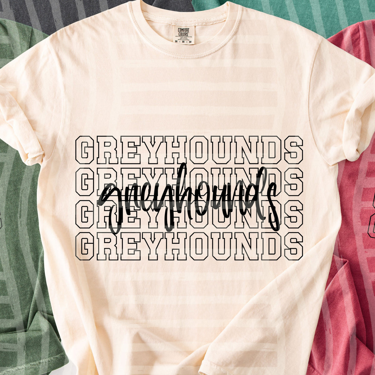 greyhounds simple stacked outlines (Caplinger) DTF Transfer