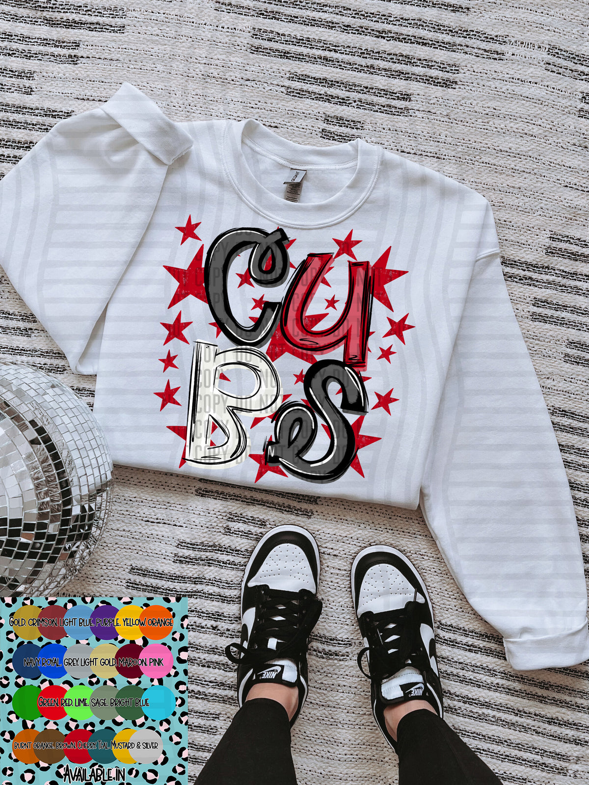 cubs black white and red with red stars (Caplinger) DTF Transfer